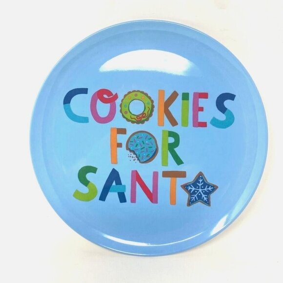 Target 10" Blue Dinner Plates 2 Pack Holiday Christmas "Cookies For Santa" Melam - Picture 3 of 7